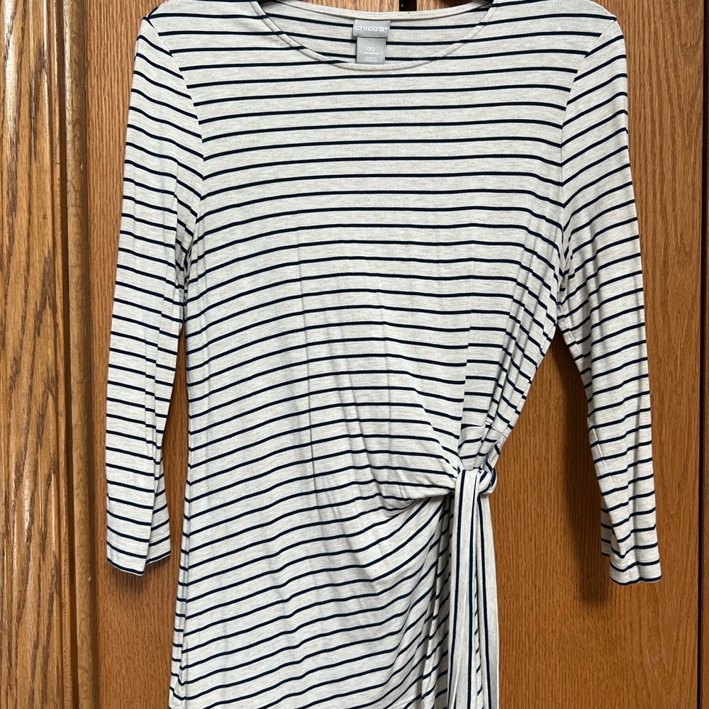 Chico's Cream Striped Top
